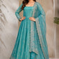 Premium Fandy Satin Zari Sequence Embroidery Work Gown