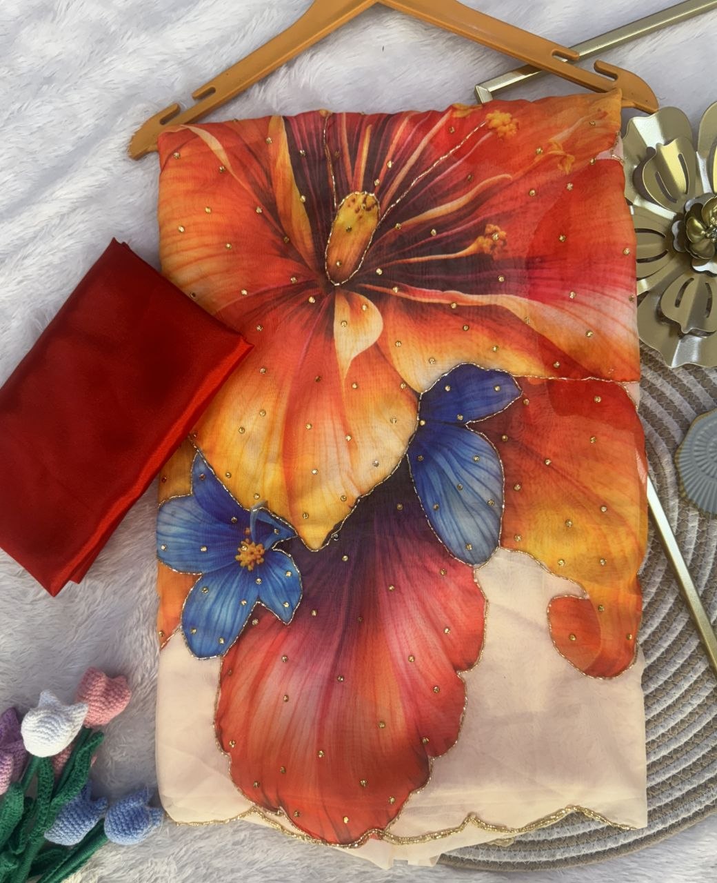 Soft Tebby silk with floral print saree