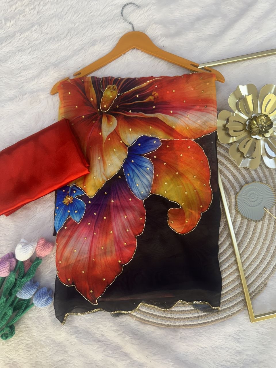 Soft Tebby silk with floral print saree
