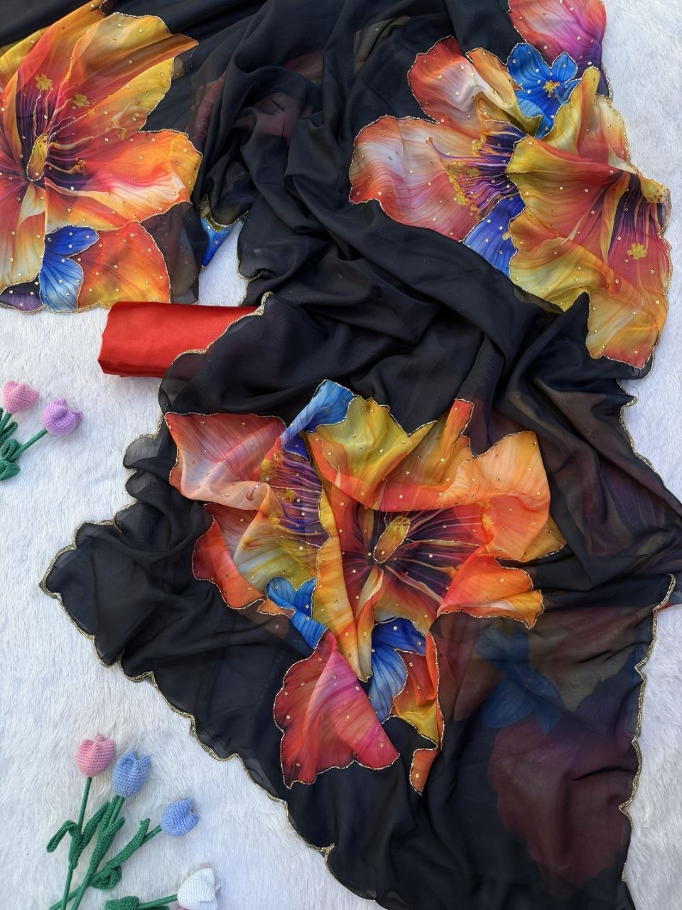Soft Tebby silk with floral print saree