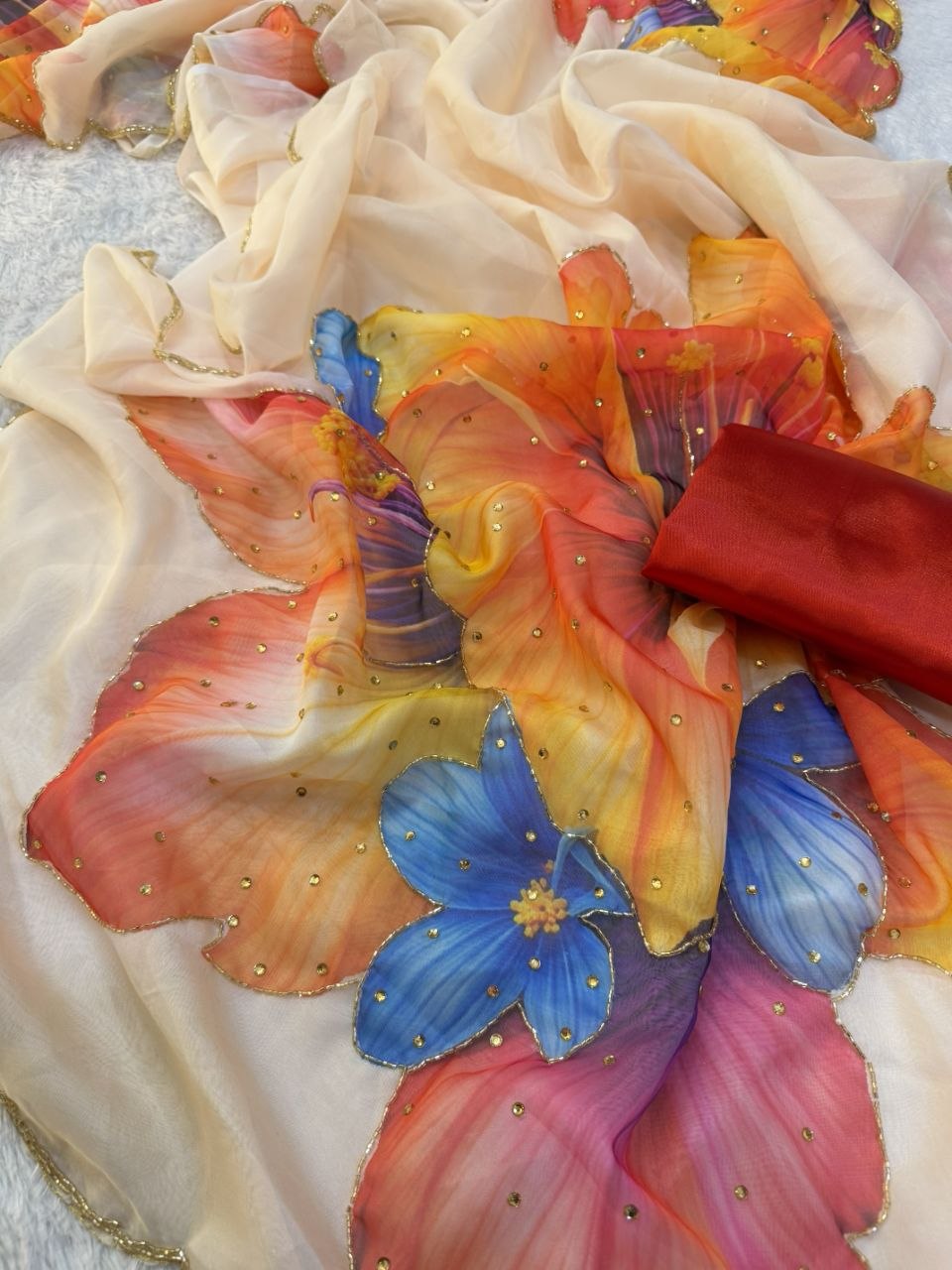 Soft Tebby silk with floral print saree