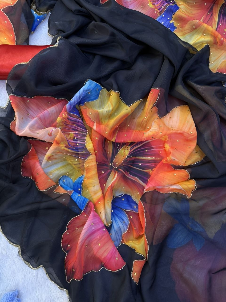 Soft Tebby silk with floral print saree