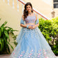 Soft Net STUNNING SKY BLUE LEHENGA CHOLI SET