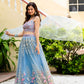 Soft Net STUNNING SKY BLUE LEHENGA CHOLI SET