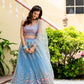 Soft Net STUNNING SKY BLUE LEHENGA CHOLI SET
