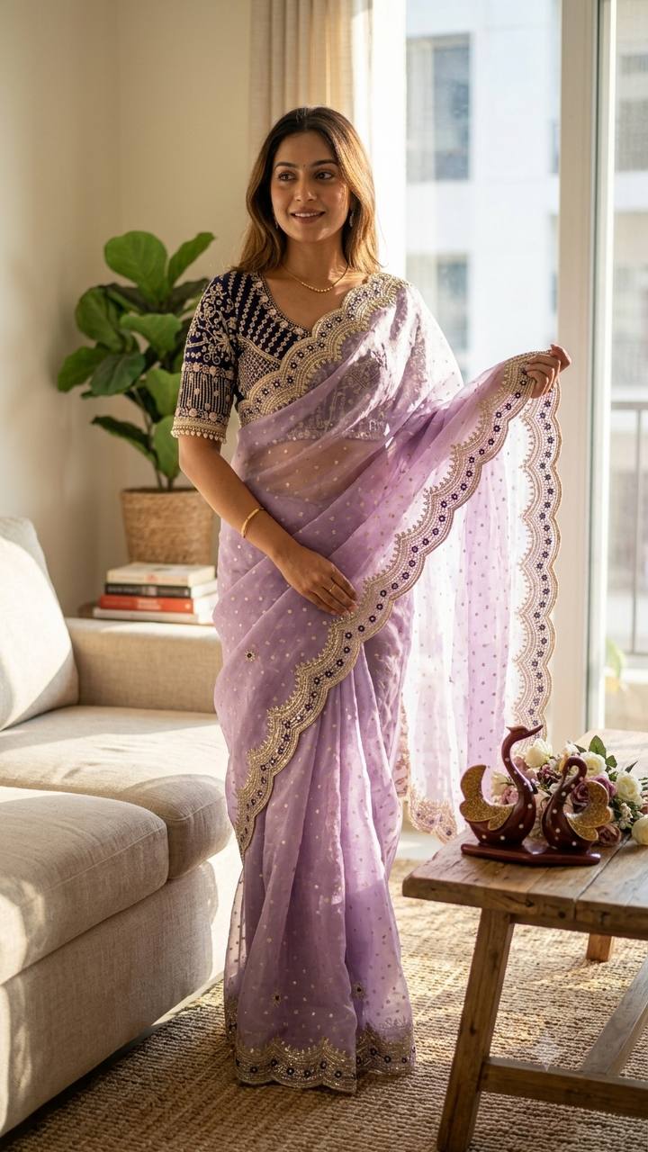 NC Zari Butti Sequance and Zari Embroidery Work Saree