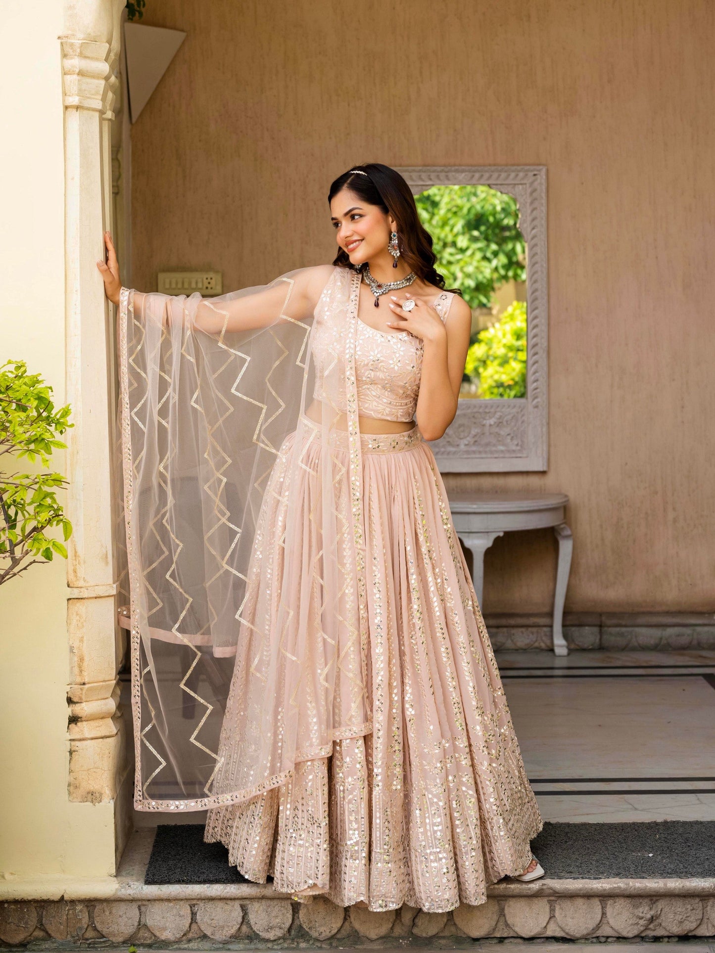 Faux Georgette STUNNING SKY BLUE LEHENGA CHOLI SET