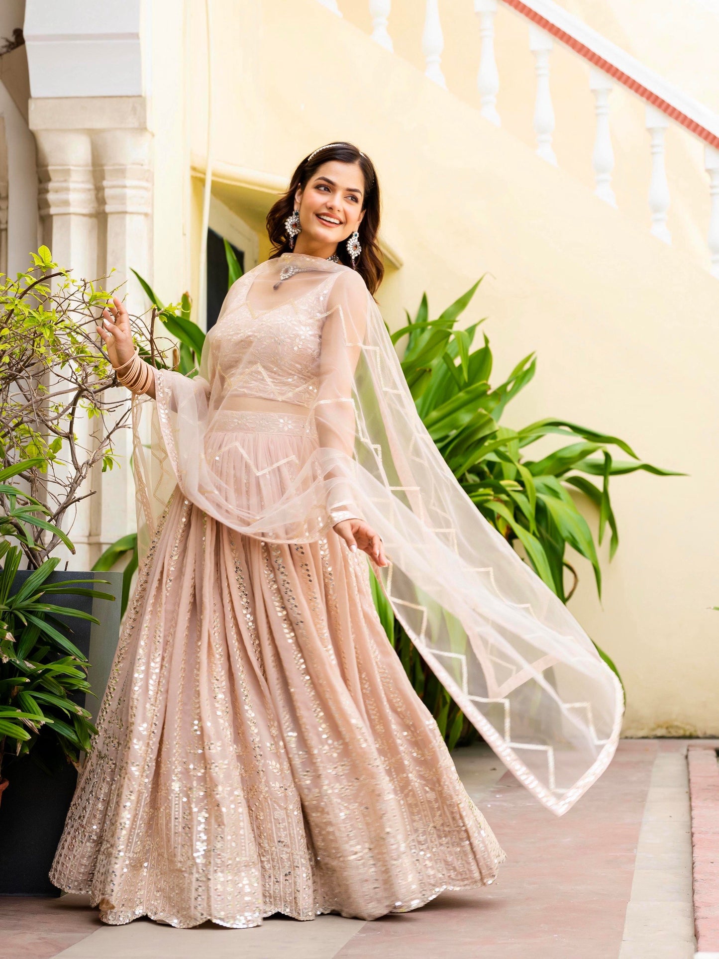 Faux Georgette STUNNING SKY BLUE LEHENGA CHOLI SET
