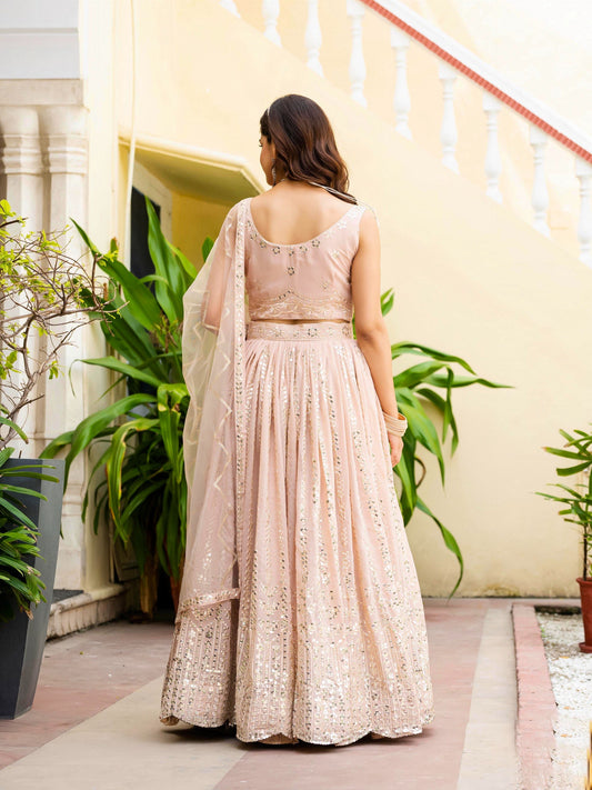 Faux Georgette STUNNING SKY BLUE LEHENGA CHOLI SET