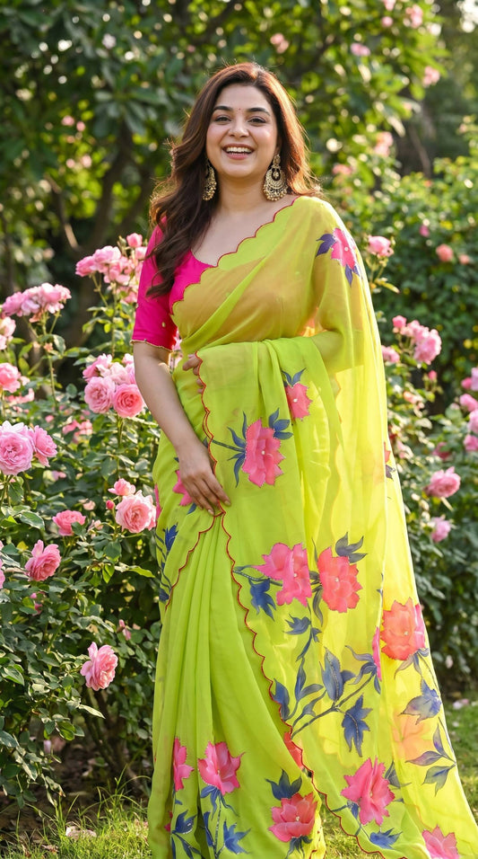 Soft pure Georgette handwork sarees