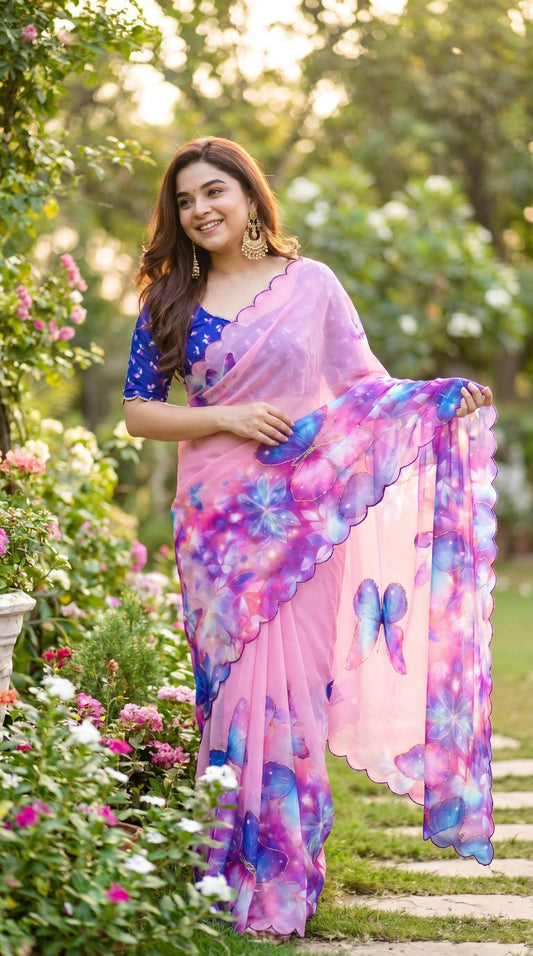 Soft pure Georgette handwork sarees