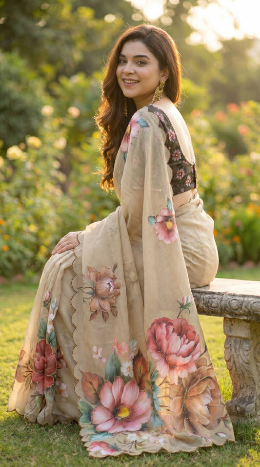 Soft pure Georgette handwork sarees