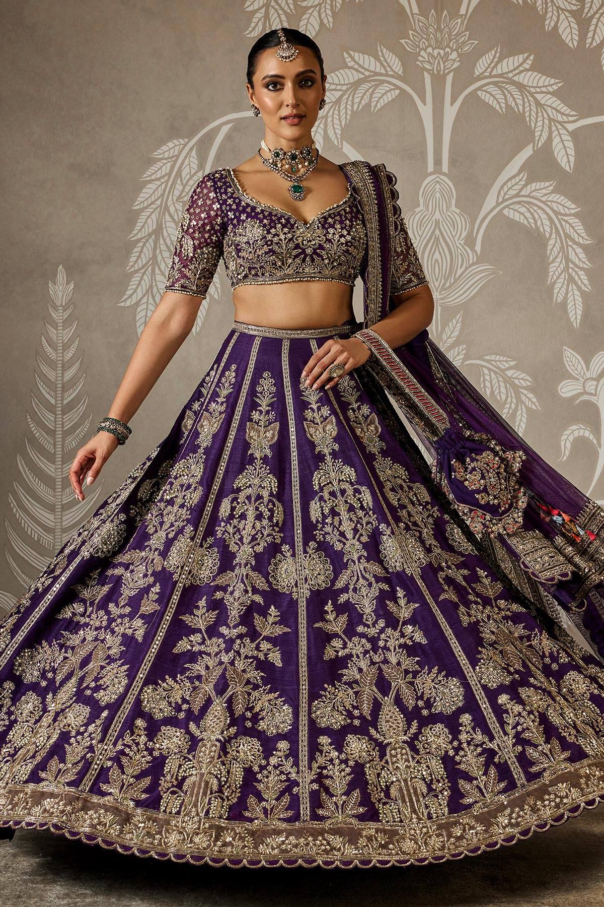 Faux Georgette lehenga with sequins zari & dori work choli