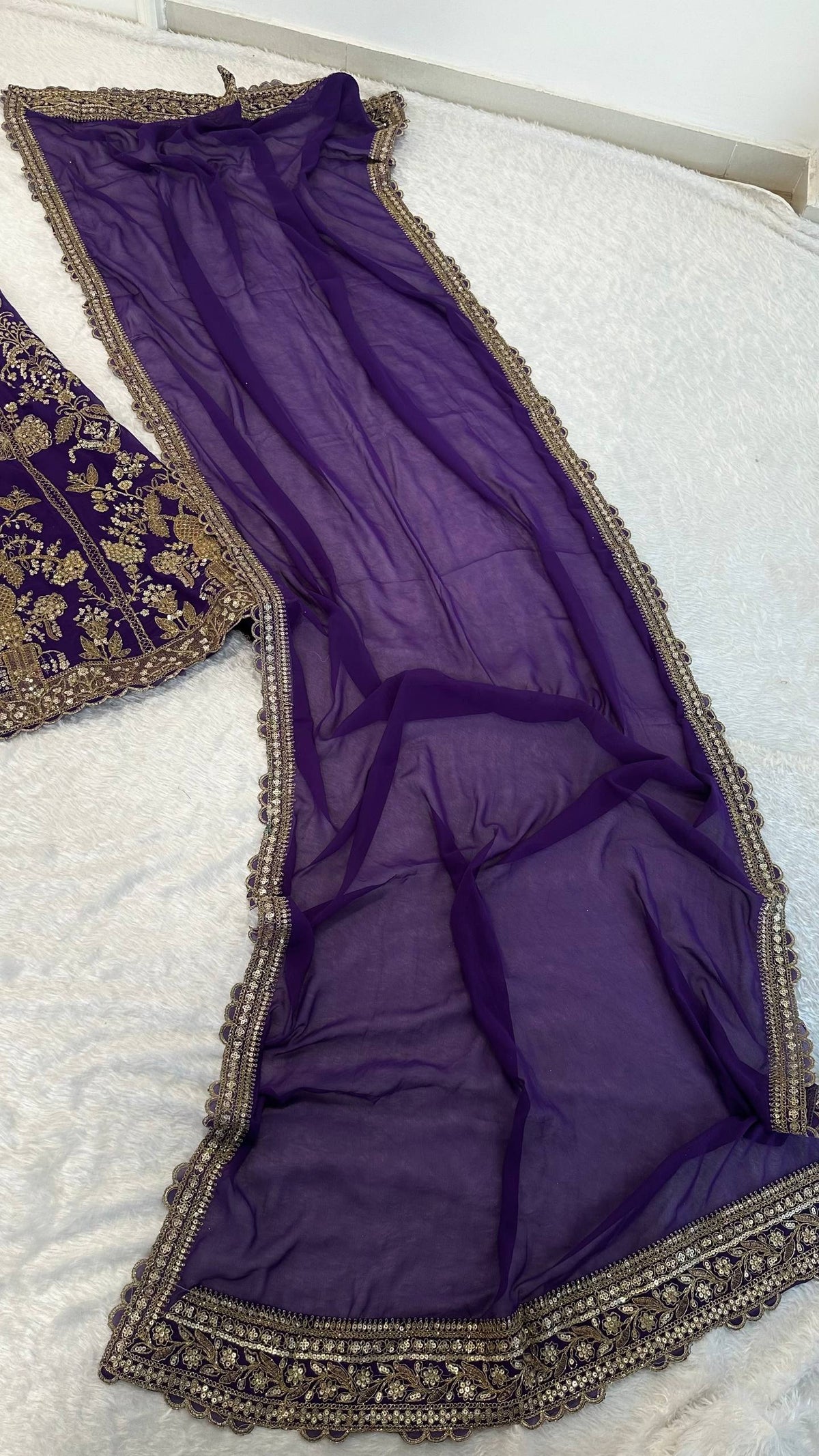 Faux Georgette lehenga with sequins zari & dori work choli