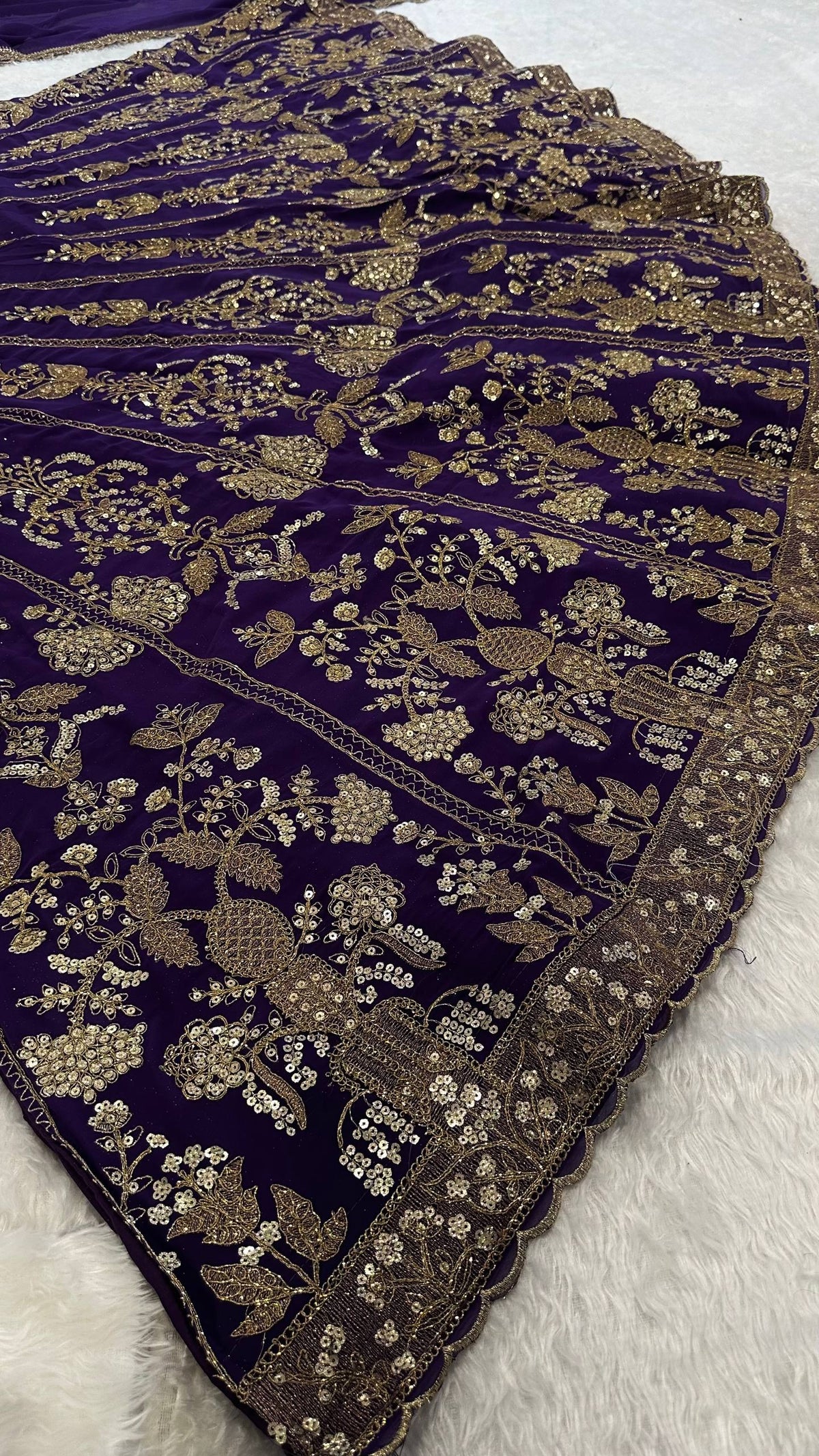 Faux Georgette lehenga with sequins zari & dori work choli