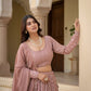 Faux Georgette Thread,Zari Sequence Embroidery Work Lehenga