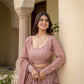 Faux Georgette Thread,Zari Sequence Embroidery Work Lehenga