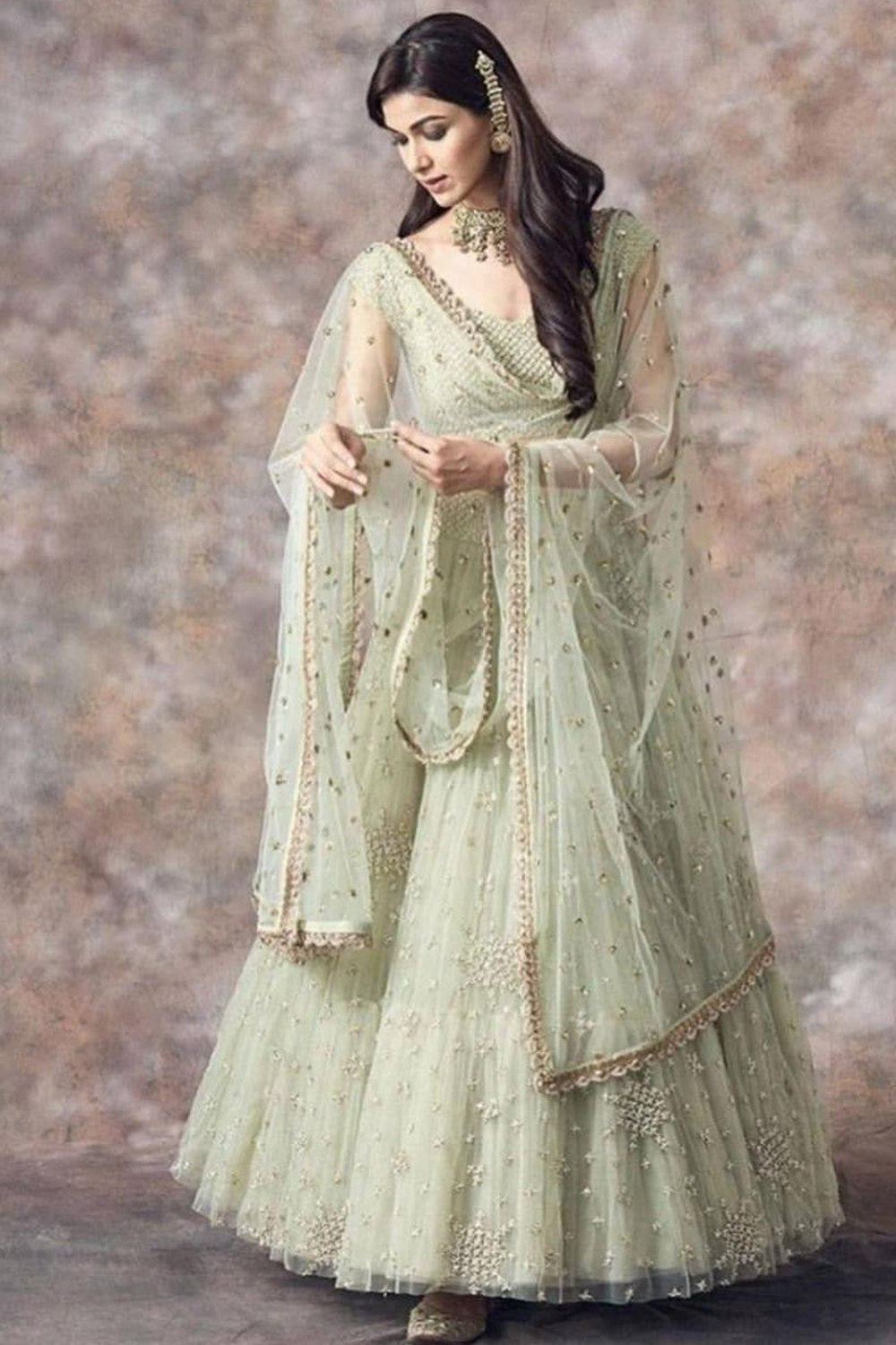 Soft Net Zari Sequence & Embroidery Lehenga