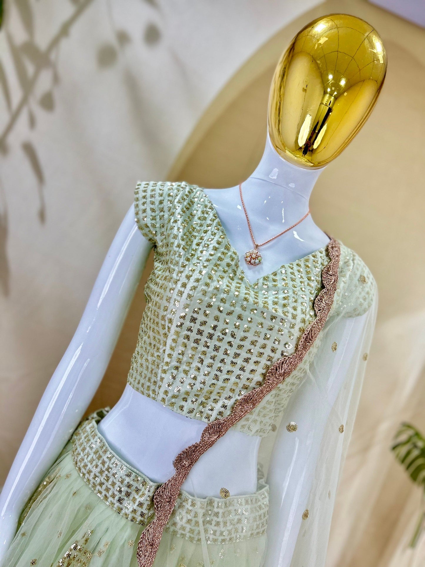 Soft Net Zari Sequence & Embroidery Lehenga