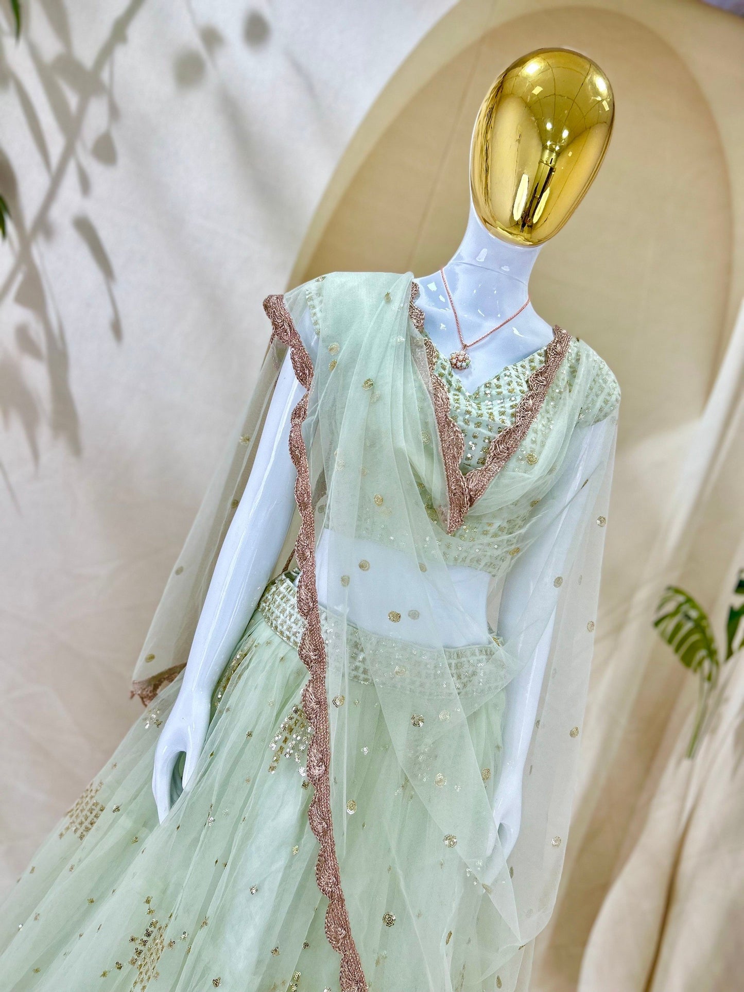 Soft Net Zari Sequence & Embroidery Lehenga
