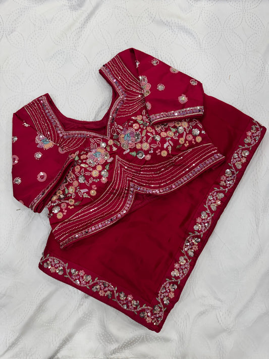 Party Wear Malay Satin Silk Saree