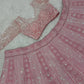 Slub silk lehenga with Resham dori & rainbow sequins work choli