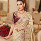 Wedding Wear Pure Kanjivarm Silk Heavy Embroidery Work Saree