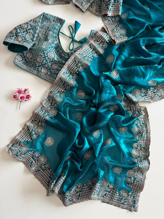 Pure soft Fandy sattin silk saree