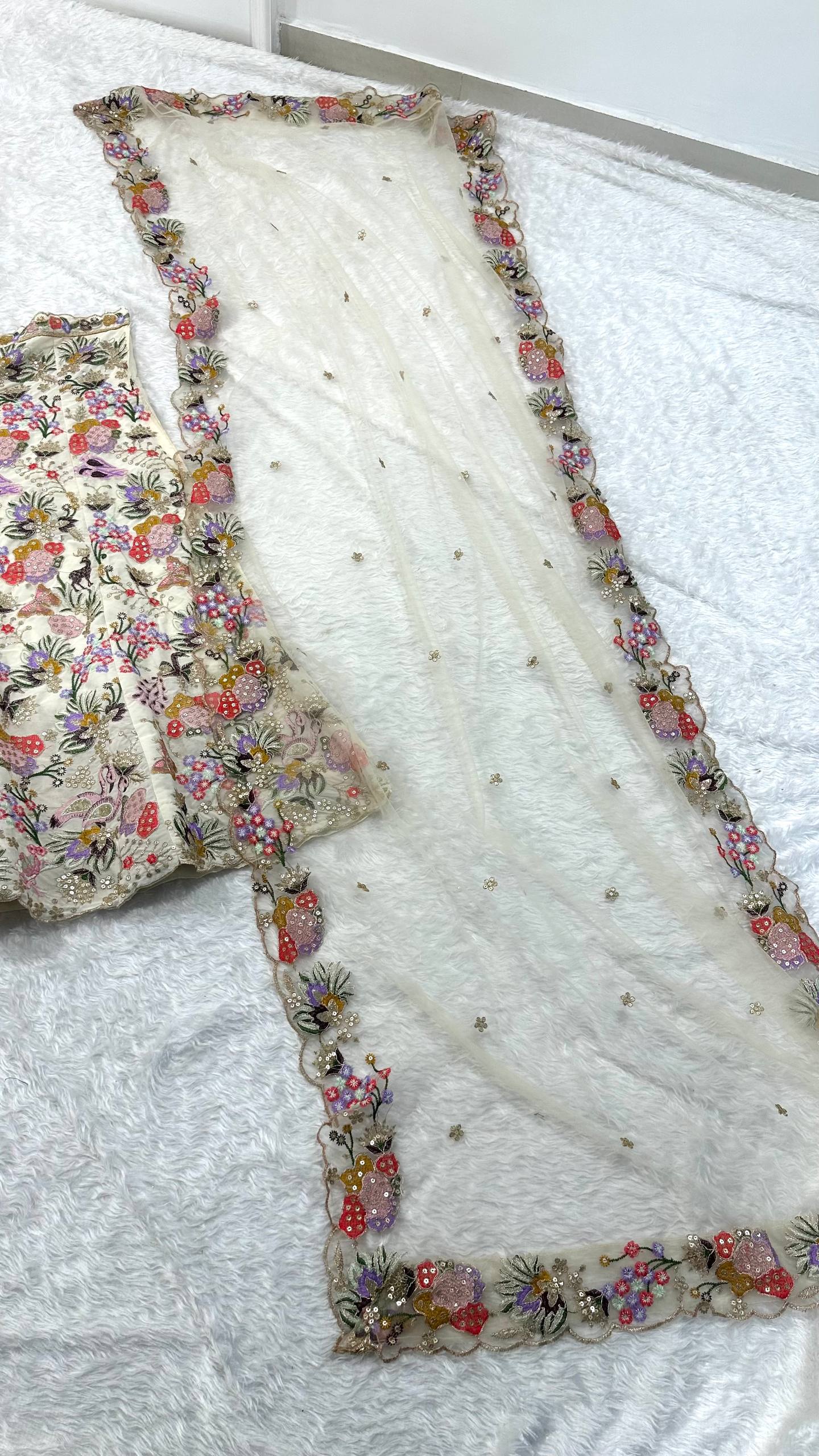 Faux Georgette lehenga with thread sequins & zari work choli