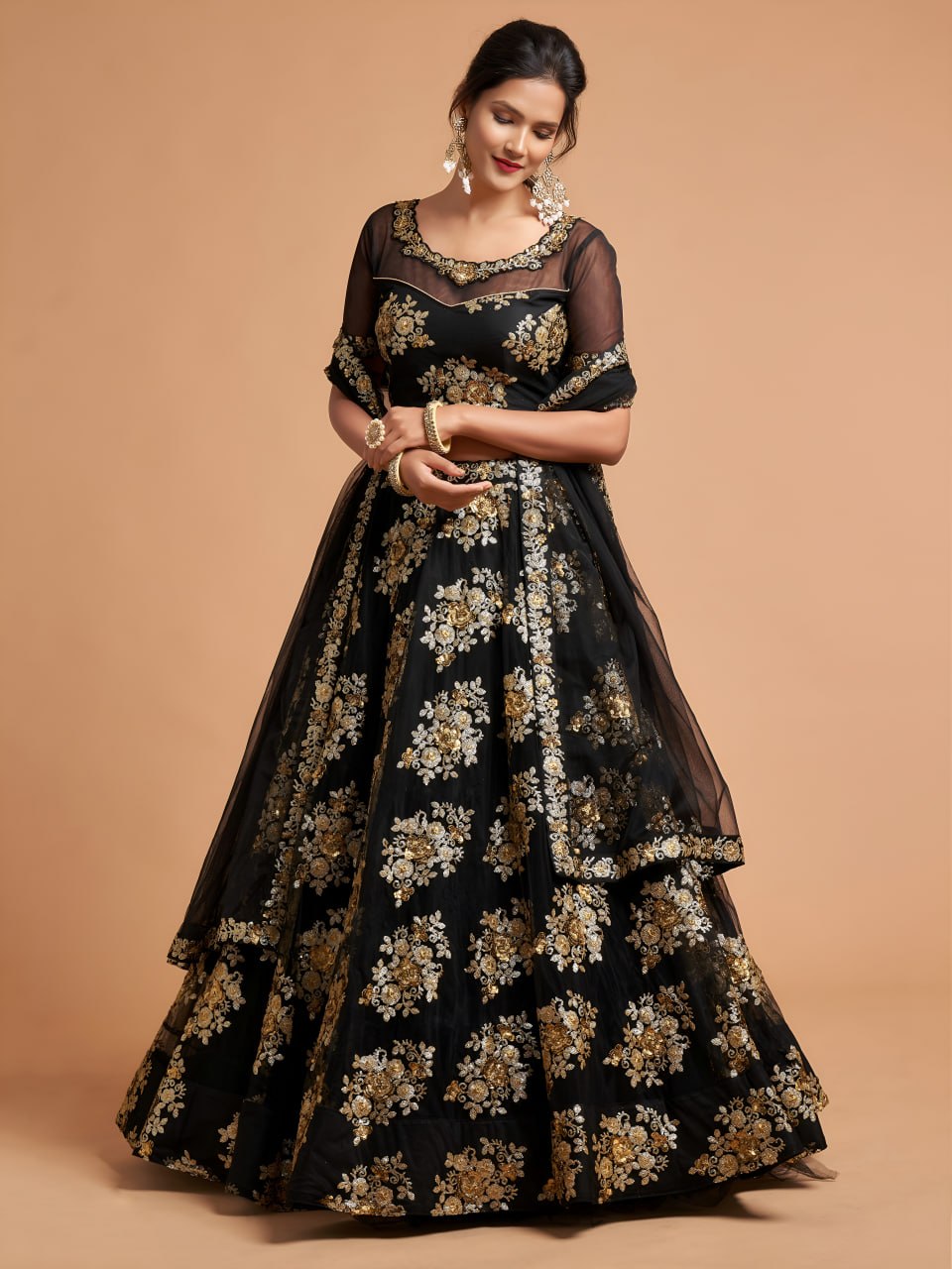 Black Sequins Embroidered Designer Lehenga Choli