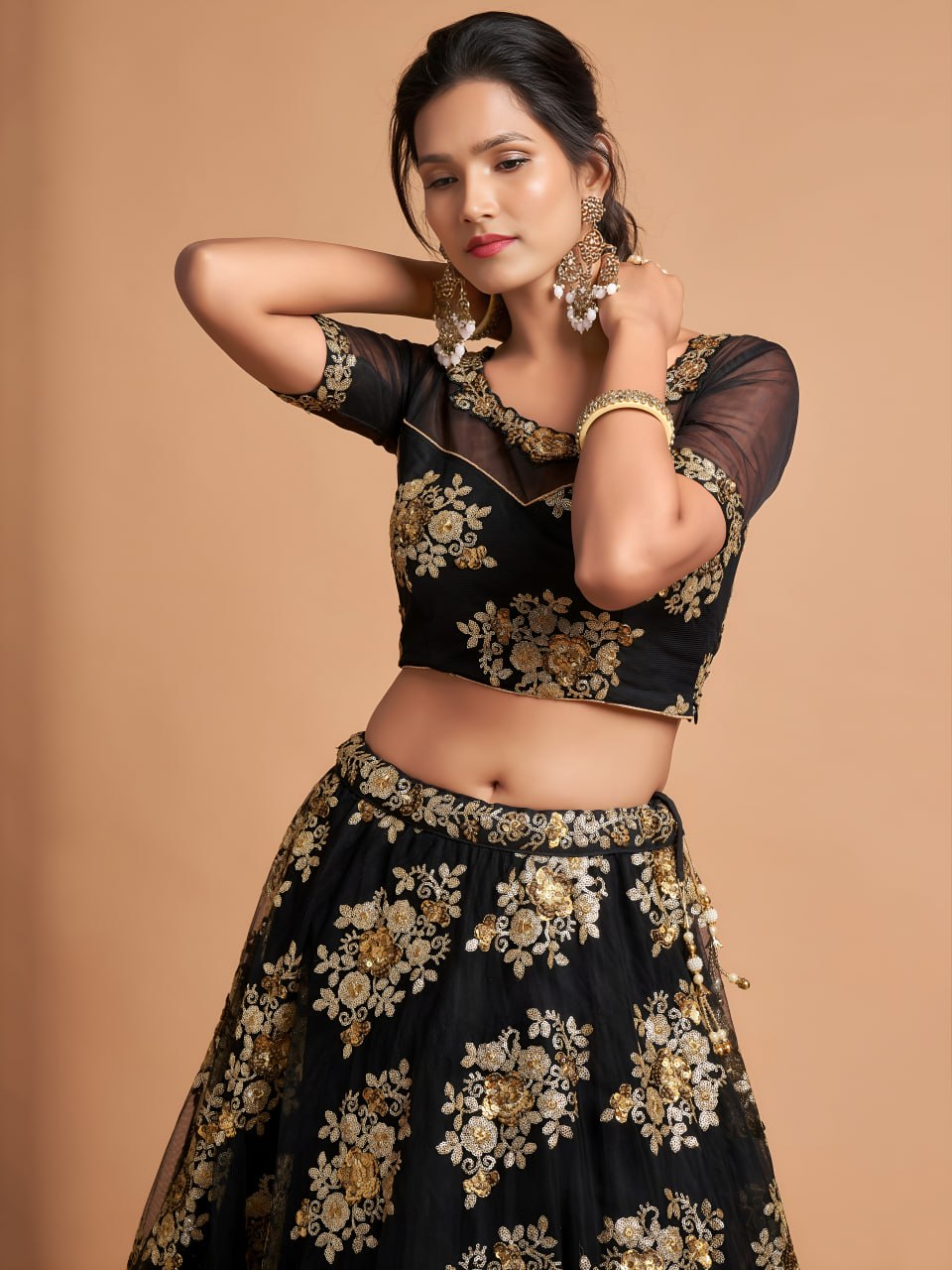 Black Sequins Embroidered Designer Lehenga Choli