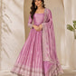 Premium Fandy Satin Zari Sequence Embroidery Work Gown