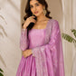 Premium Fandy Satin Zari Sequence Embroidery Work Gown