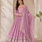 Premium Fandy Satin Zari Sequence Embroidery Work Gown