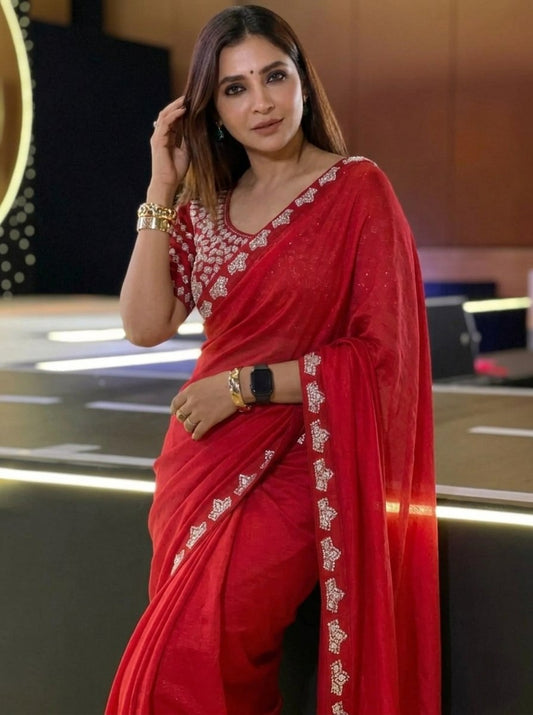 Designer Party Wear Fendy Satin Silk Saree
