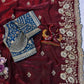 Soft Space silk Fabric Sequance and Zari Embroidery Work Saree