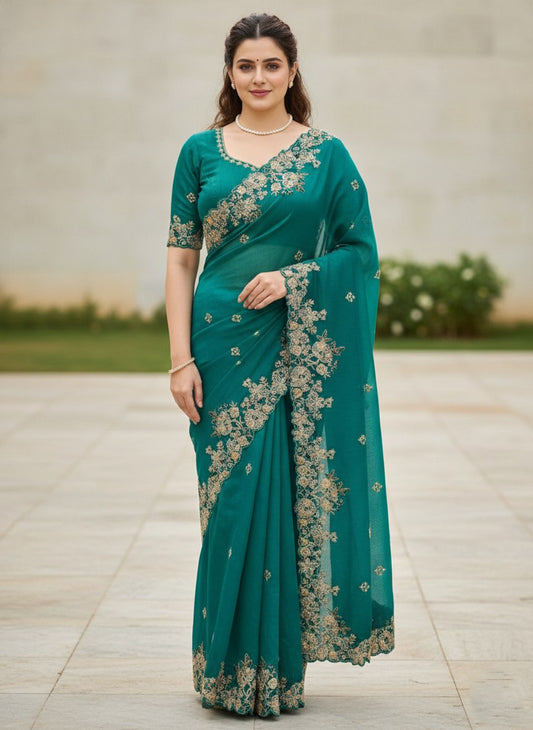 Party Wear Soft Fendy Chiffon Saree
