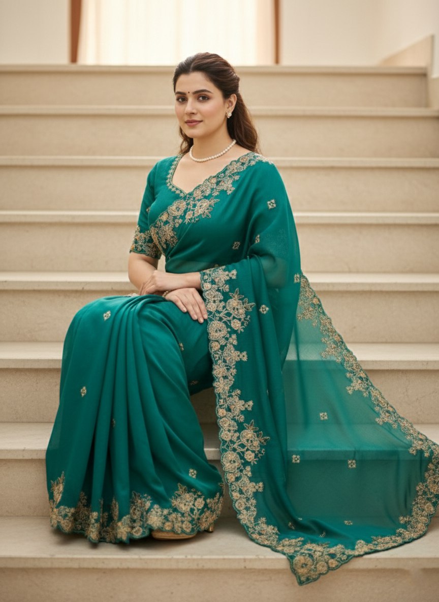 Party Wear Soft Fendy Chiffon Saree