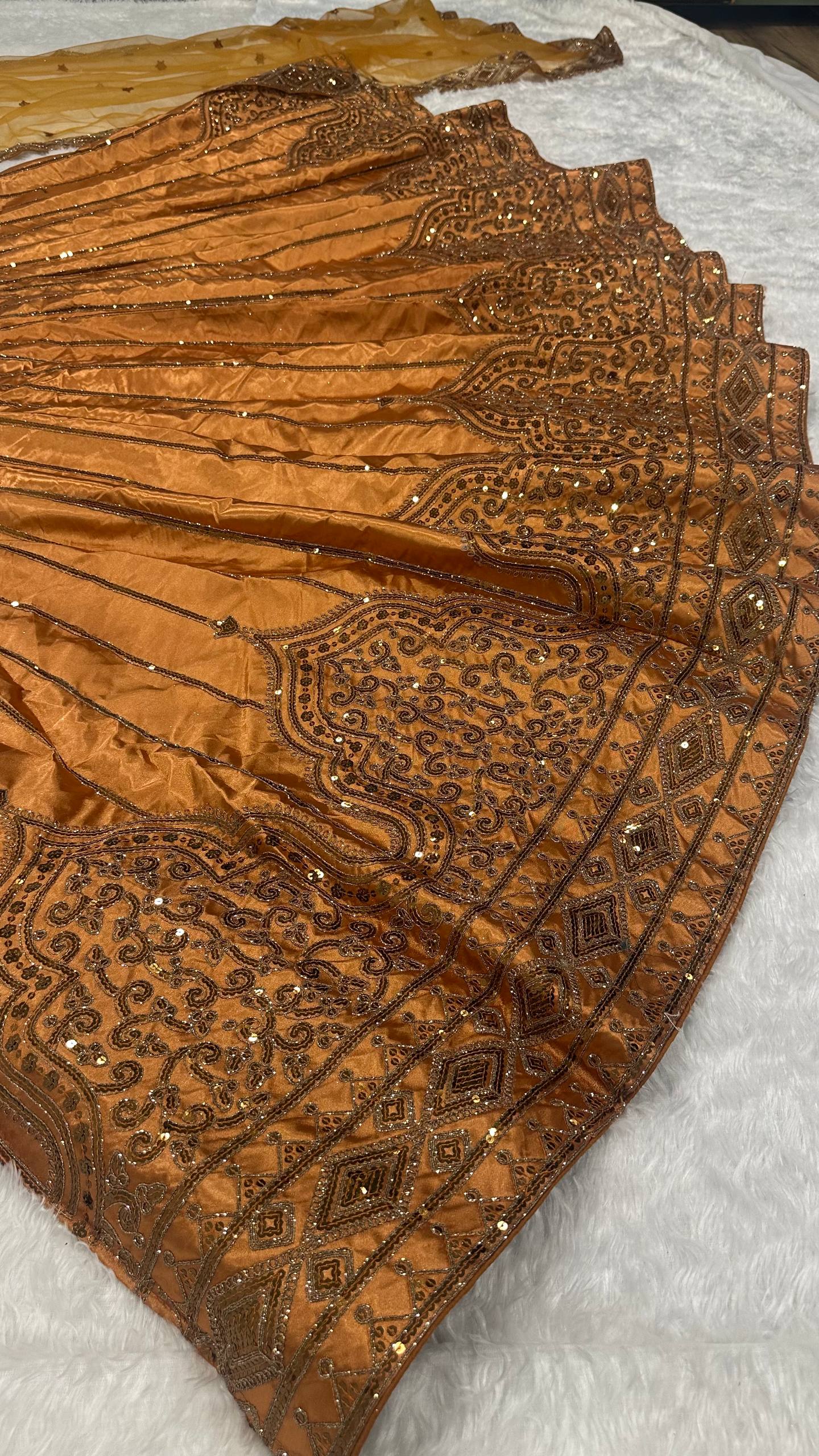 Satin silk lehenga with sequins & Dori work choli