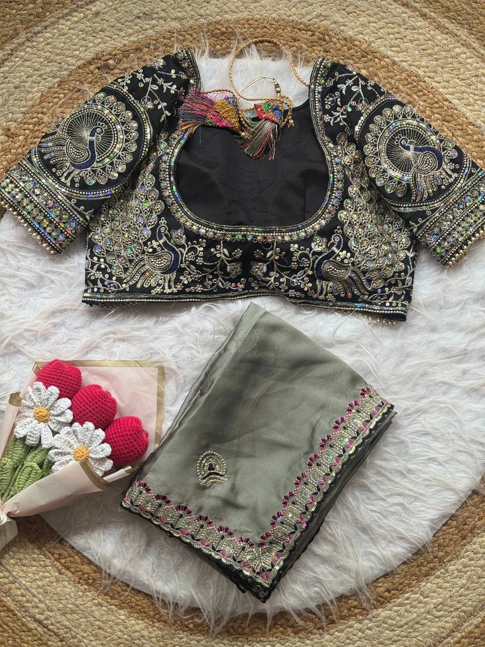 Soft Two Tone Rangoli Silk Saree