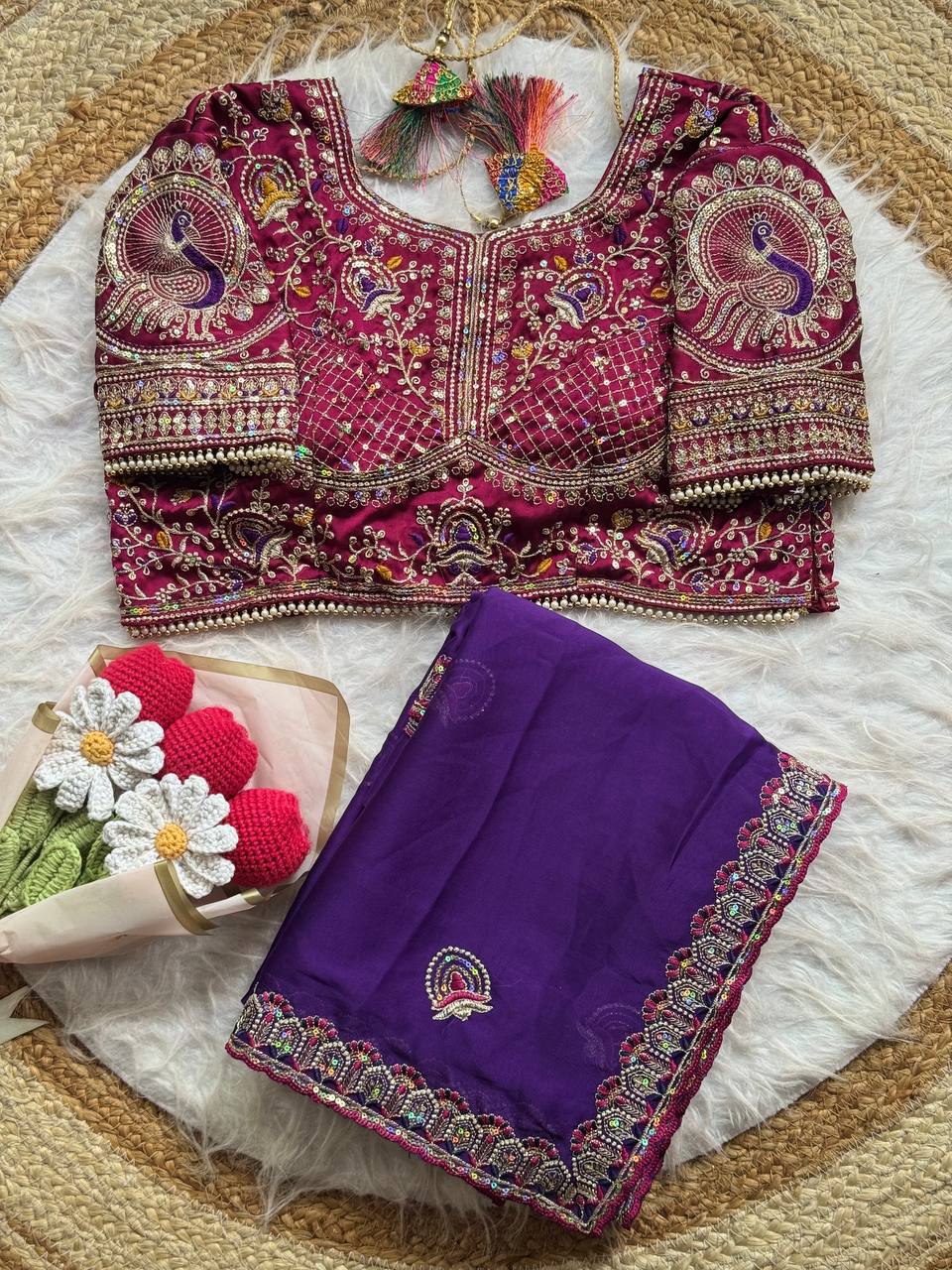Soft Two Tone Rangoli Silk Saree