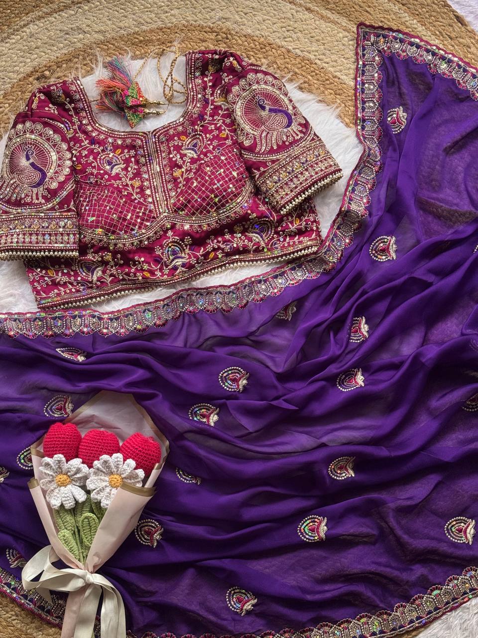 Soft Two Tone Rangoli Silk Saree