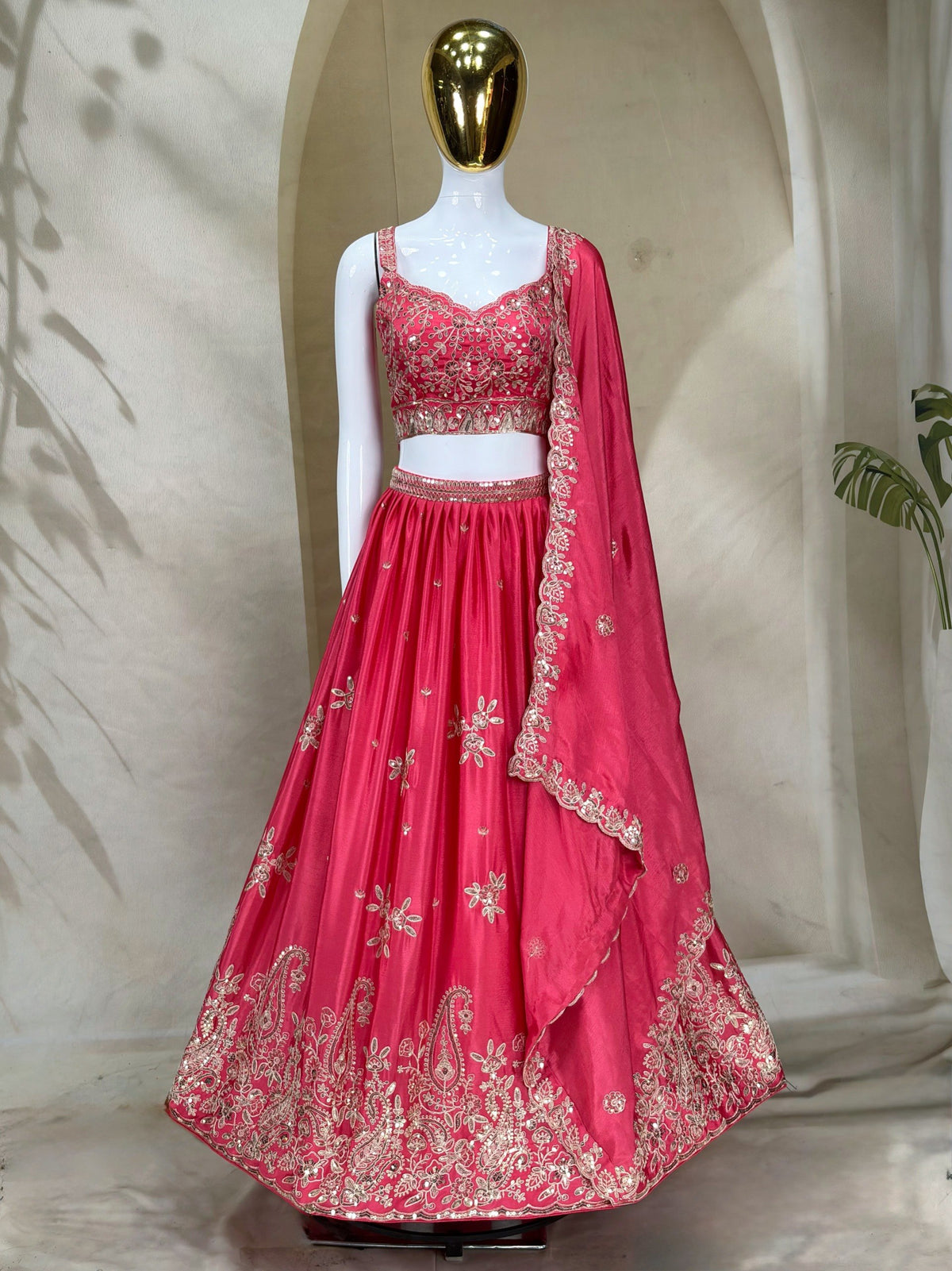 Soft & Flowing Chinon Elegant Zari Dori & Sequence Embroidery Choli