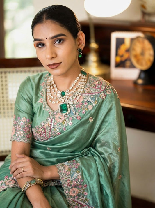 Designer Party Wear Pure Soft Tissue Silk Saree