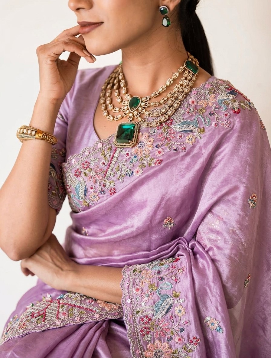 Designer Party Wear Pure Soft Tissue Silk Saree