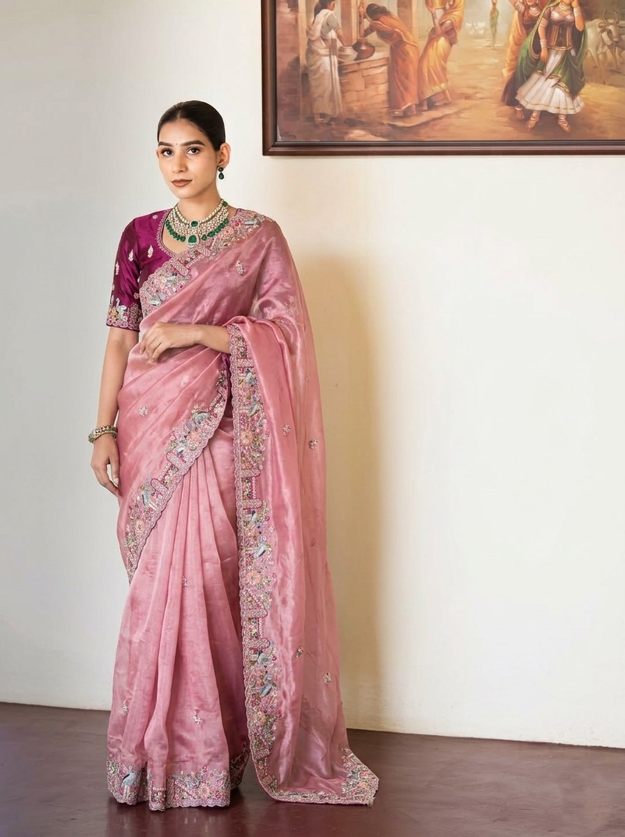 Designer Party Wear Pure Soft Tissue Silk Saree