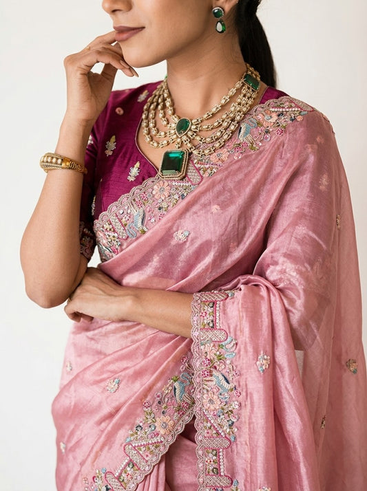 Designer Party Wear Pure Soft Tissue Silk Saree