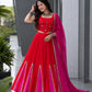 Cotton kali + mirror work lace fully stitched lehenga