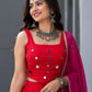 Cotton kali + mirror work lace fully stitched lehenga