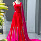 Cotton kali + mirror work lace fully stitched lehenga